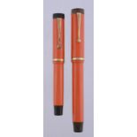 Parker, Duofold Lucky Curve, an orange fountain pen