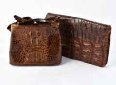Y A brown crocodile handbag