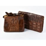 Y A brown crocodile handbag