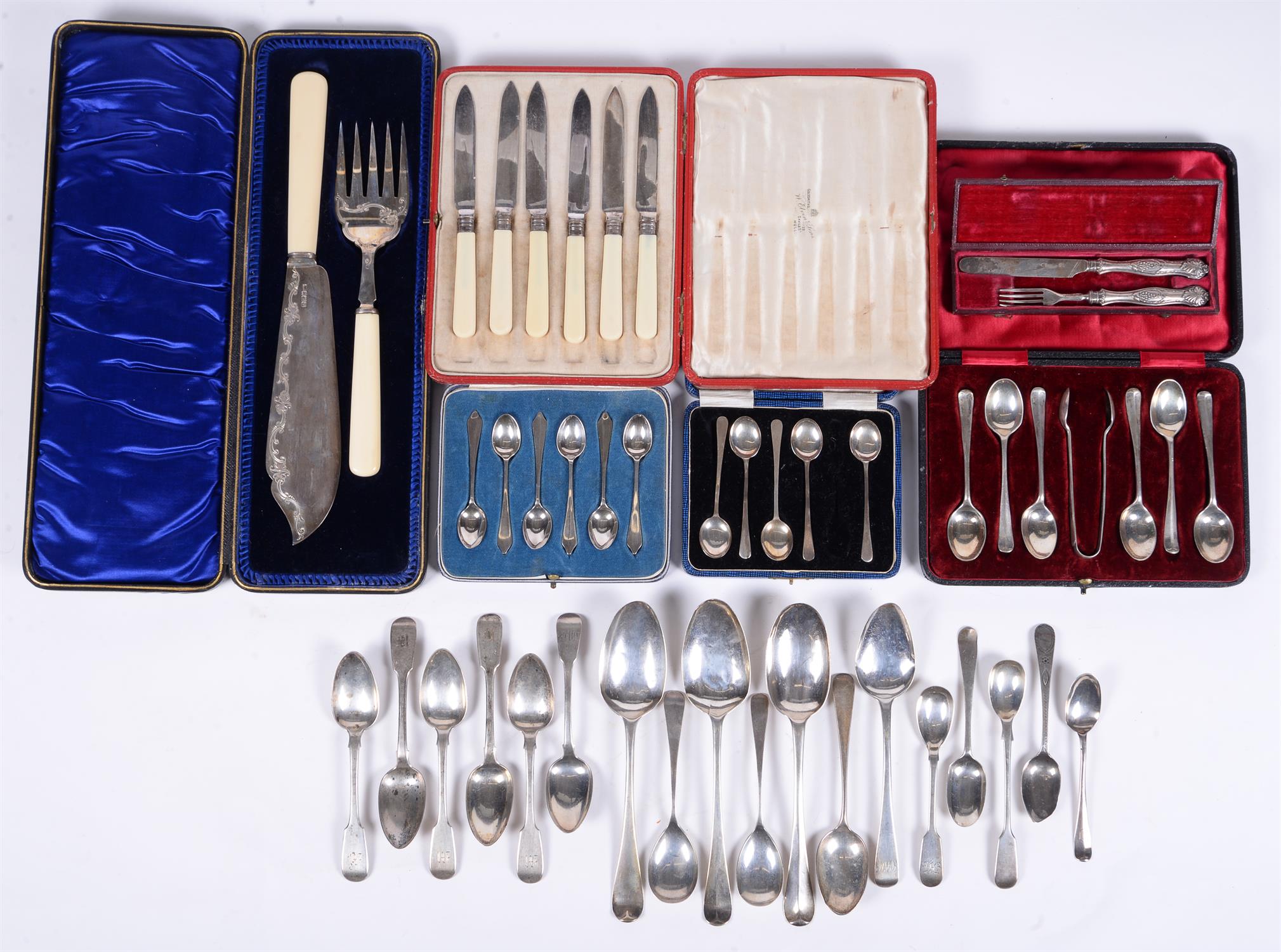 A collection of silver flatware