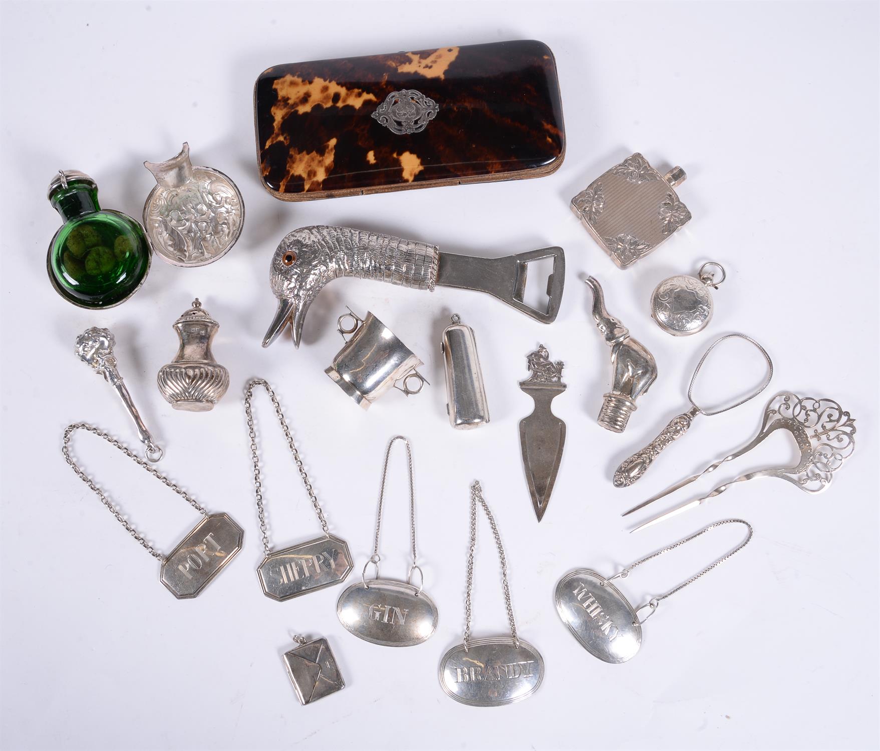 Y A collection of small silver, plated wares and objects