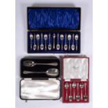 A cased set of twelve silver engraved tea spoons and sugar tongs by John Round & Son