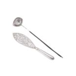 A George III silver fish slice and toddy ladle