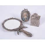 A Victorian silver mounted hand mirror come dressing table mirror by Samuel Walton Smith