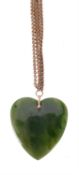 A nephrite jade heart pendant