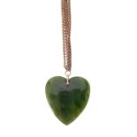 A nephrite jade heart pendant