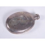 A late Victorian silver oval hip flask by Wright & Davies