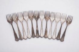 A set of twelve continental silver coloured fish forks