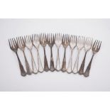 A set of twelve continental silver coloured fish forks