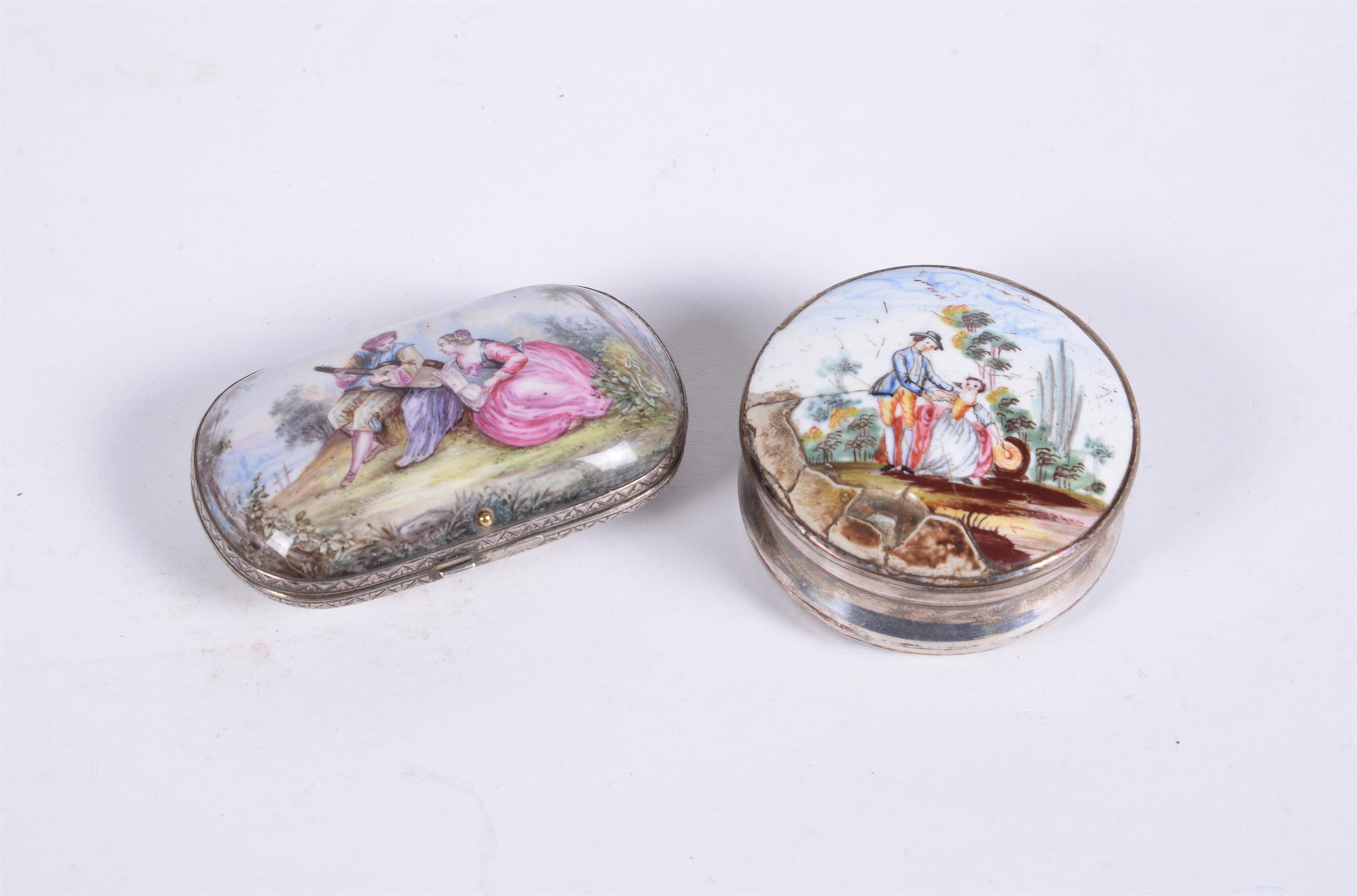 An English enamel circular box