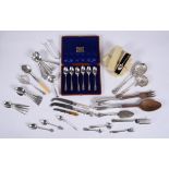 Y A collection of silver, silver coloured and electro-plated flatware