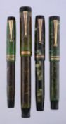 Parker, Duofold Lucky Curve, a green marbled fountain pen