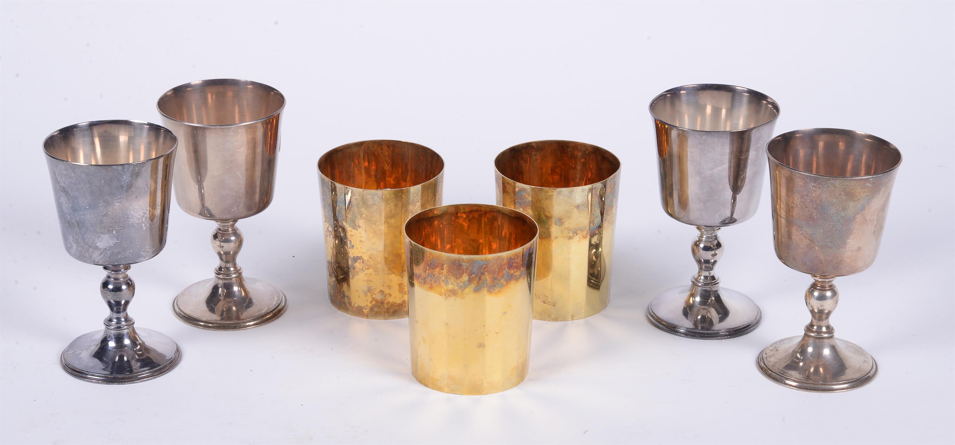 Four silver goblets by Wakely & Wheeler