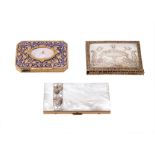 Y A French brass mounted mother of pearl notebook case