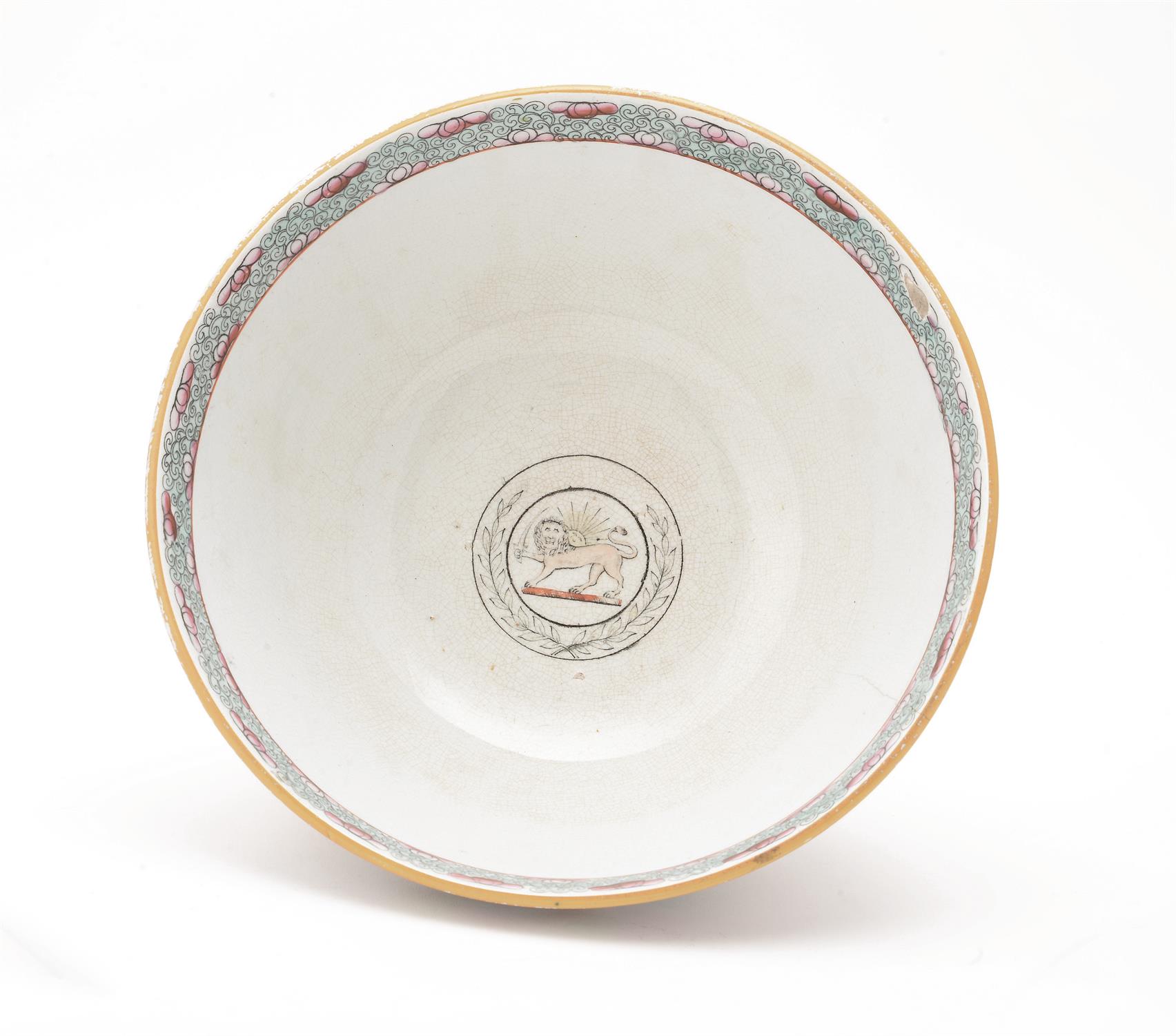 A Staffordshire pottery bowl with Shir-o Khorshid emblem - Image 2 of 3