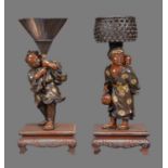 MIYA-O EISUKE: A Good Pair of Parcel Gilt Bronze Figures