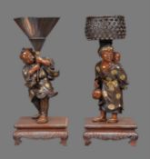 MIYA-O EISUKE: A Good Pair of Parcel Gilt Bronze Figures