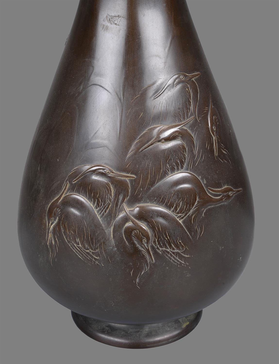 A Japanese Bronze Vase - Image 2 of 4