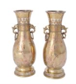 A Pair of Japanese Bronze Vases