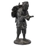 A Japanese Cast Bronze Figure of Ninomiya Kinjiro