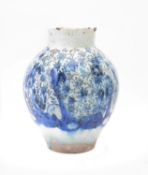 A Qajar blue and white fritware vase