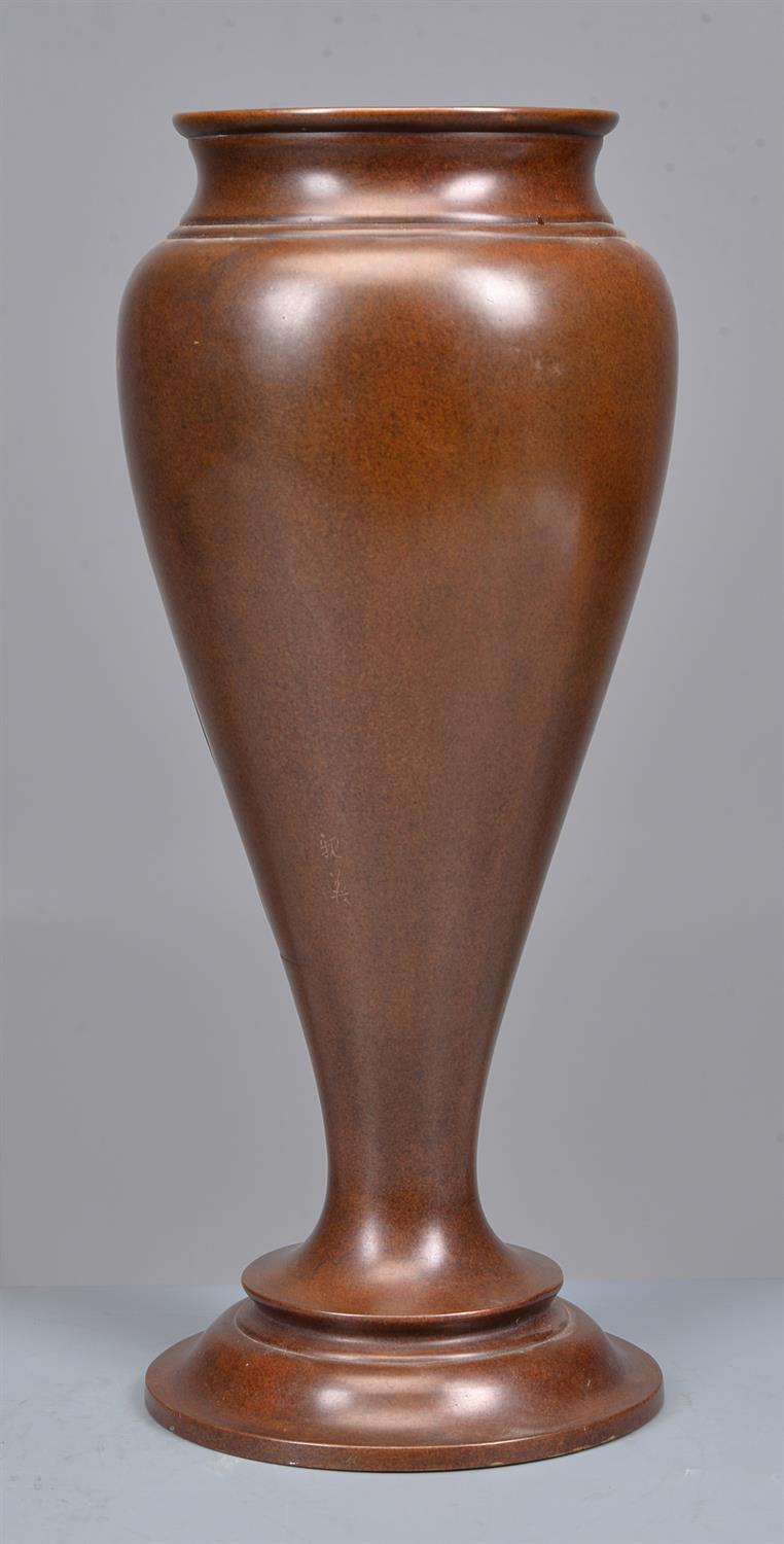 A Japanese Bronze Vase of tapering - Image 4 of 5