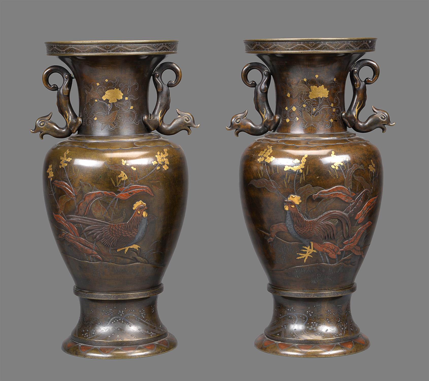 A Pair of Inlaid Bronze Vases - Image 2 of 5