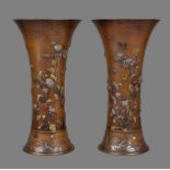 Inoue (of Kyoto): A Pair of Japanese Bronze Beaker Vases