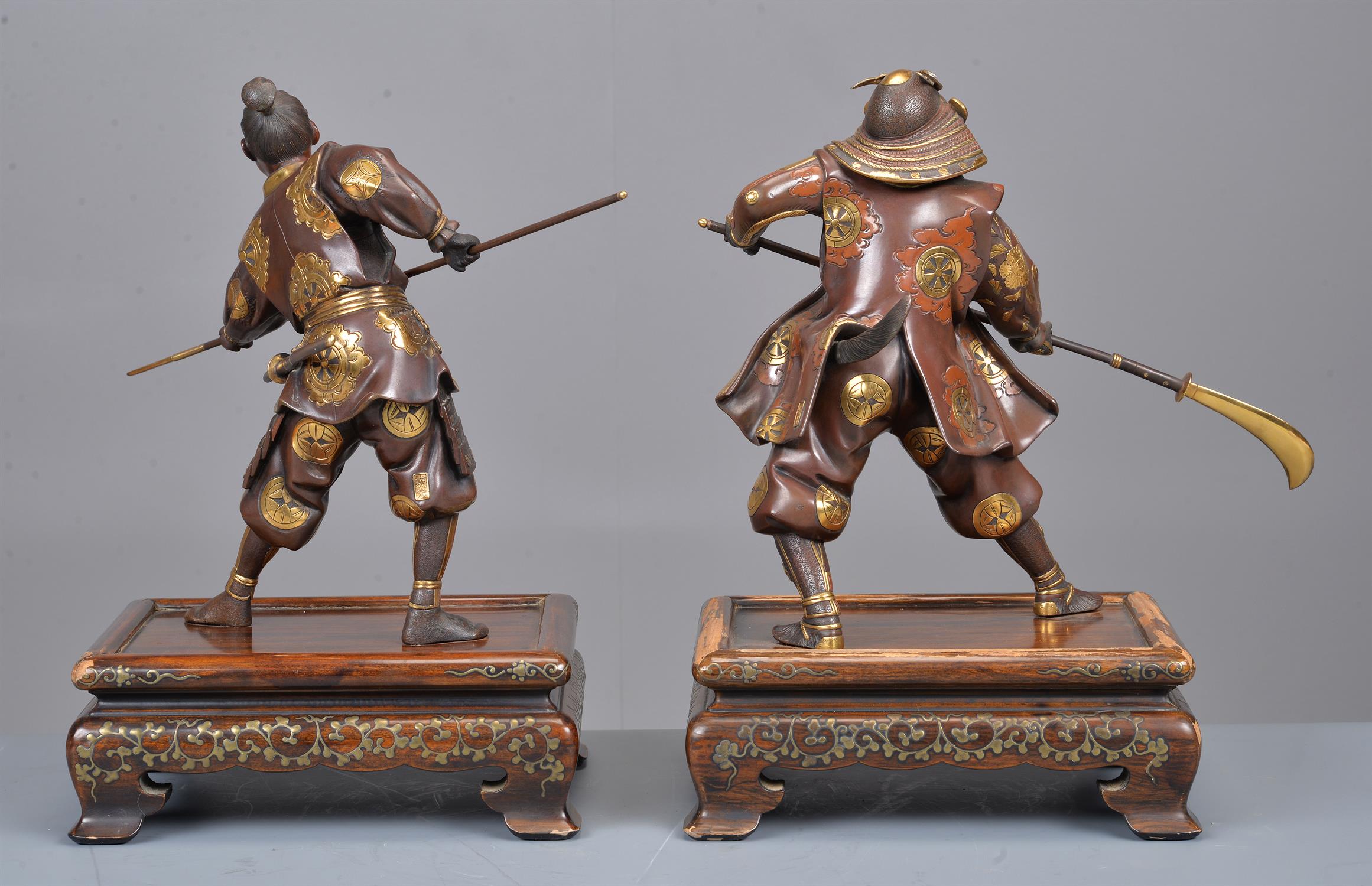 Gyokko: Two Japanese Parcel Gilt Bronze Figures of Warriors - Image 6 of 6
