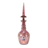 A Bohemian large ruby-stained glass decanter and stopper