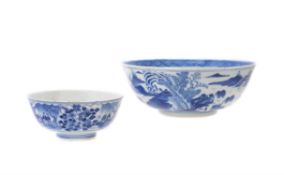 Two Chinese blue and white bowls