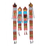Two pairs of Tibetan silk banners