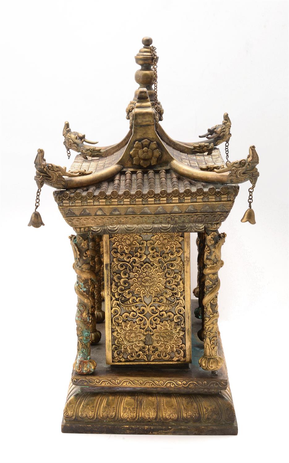 A large and unusual Chinese gilt metal temple model - Image 5 of 8