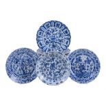 Seven Chinese blue and white plates