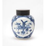 A Chinese blue and white ginger jar and cover