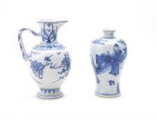 A Chinese blue and white transitional-style ewer