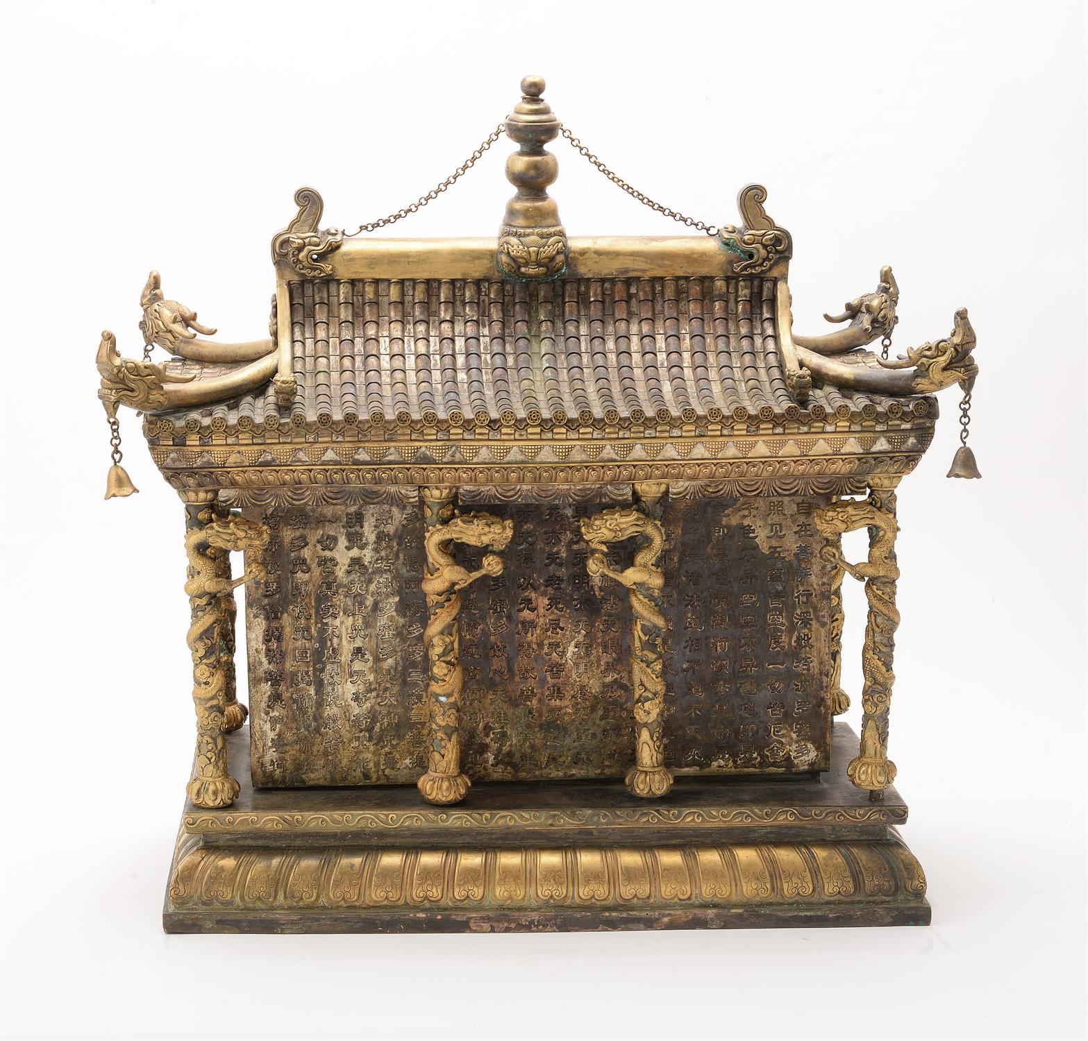 A large and unusual Chinese gilt metal temple model - Image 4 of 8