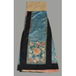 A Chinese blue silk women's skirt