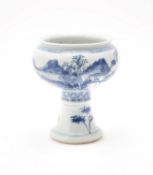 A Chine blue and white stem cup