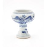 A Chine blue and white stem cup