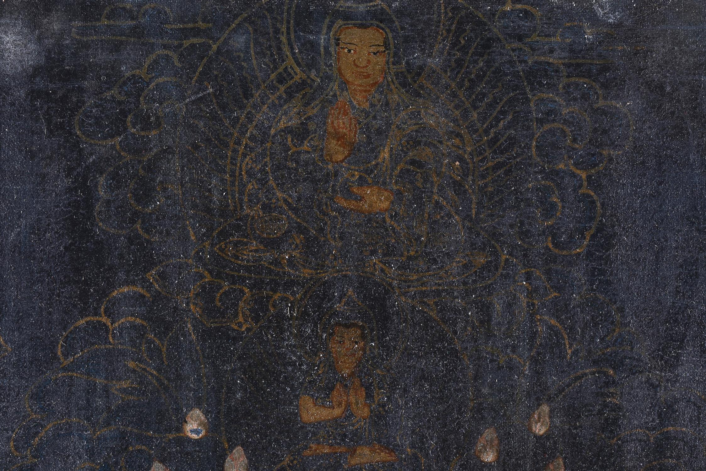 A black-ground Tibetan Thangka - Image 2 of 4