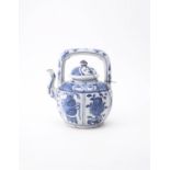 A Chinese blue and white 'Kraak' type 'Shipwreck' wine pot and cover