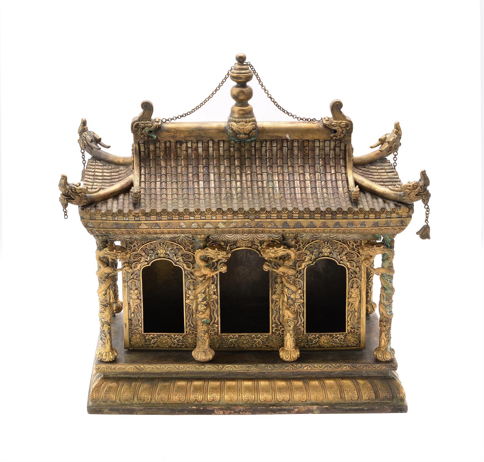 A large and unusual Chinese gilt metal temple model - Image 2 of 8