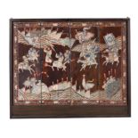 A small Chinese four-panel coromandel 'Three Kingdoms' screen