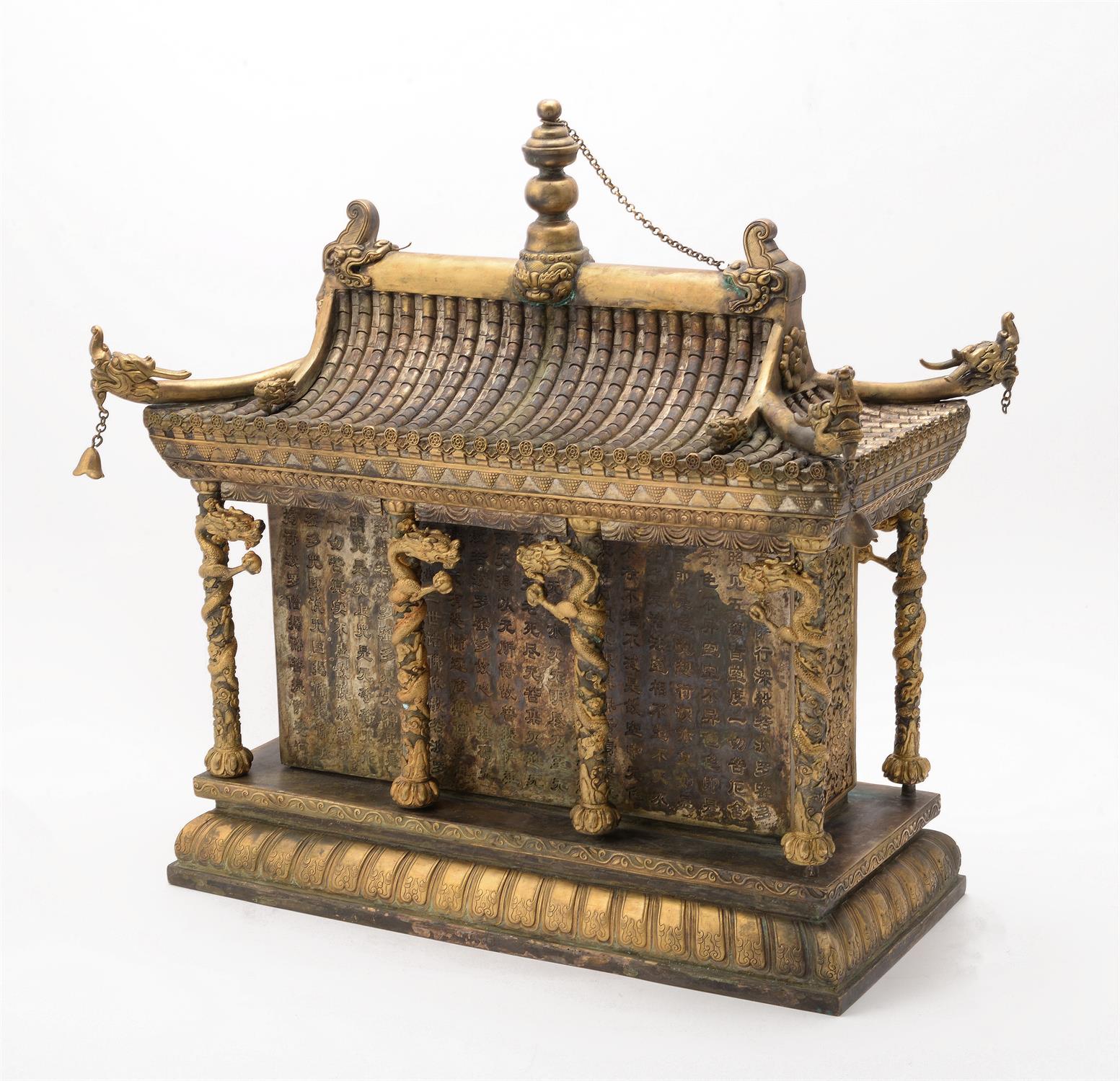 A large and unusual Chinese gilt metal temple model - Image 3 of 8