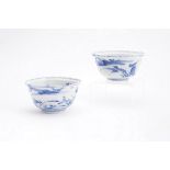 A pair of Chinese blue and white Kraak bowls