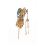 Y A Chinese kingfisher feather-embellished hair pin