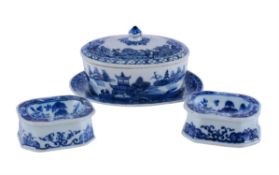 Two Chinese export blue and white salt cellars