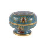 A Chinese gilt cloisonné circular 'Bats and Shou' box and cover