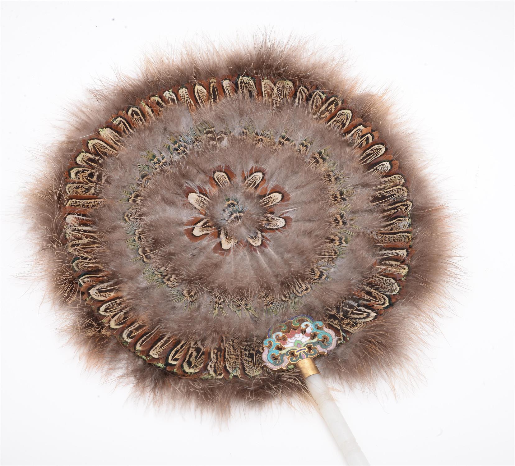 A Chinese circular pheasant feather fan - Image 3 of 4